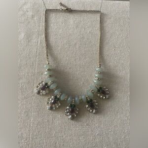 Frosted Sage & Royal Jewel Statement Bib Necklace in Gilded Set